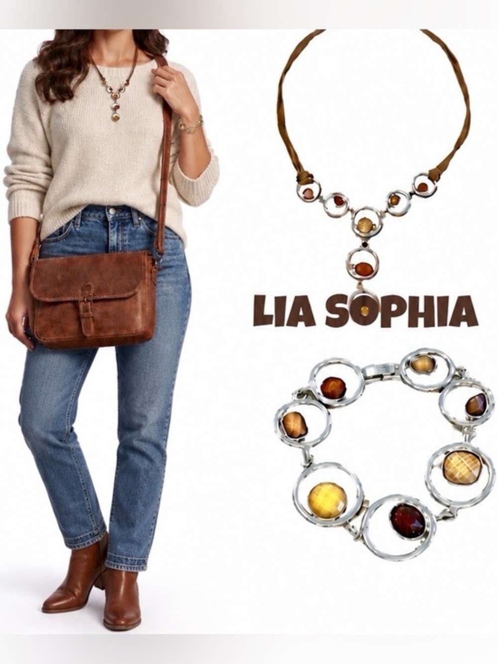 Lia Sophia Vintage Retired ALEX Necklace & Bracelet. EX COND